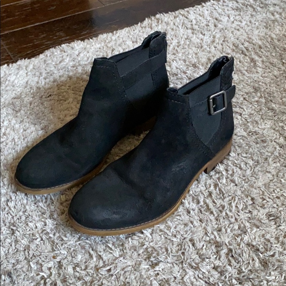 Franco Sarto Suede Ankle Boots w/ Buckle Detail
